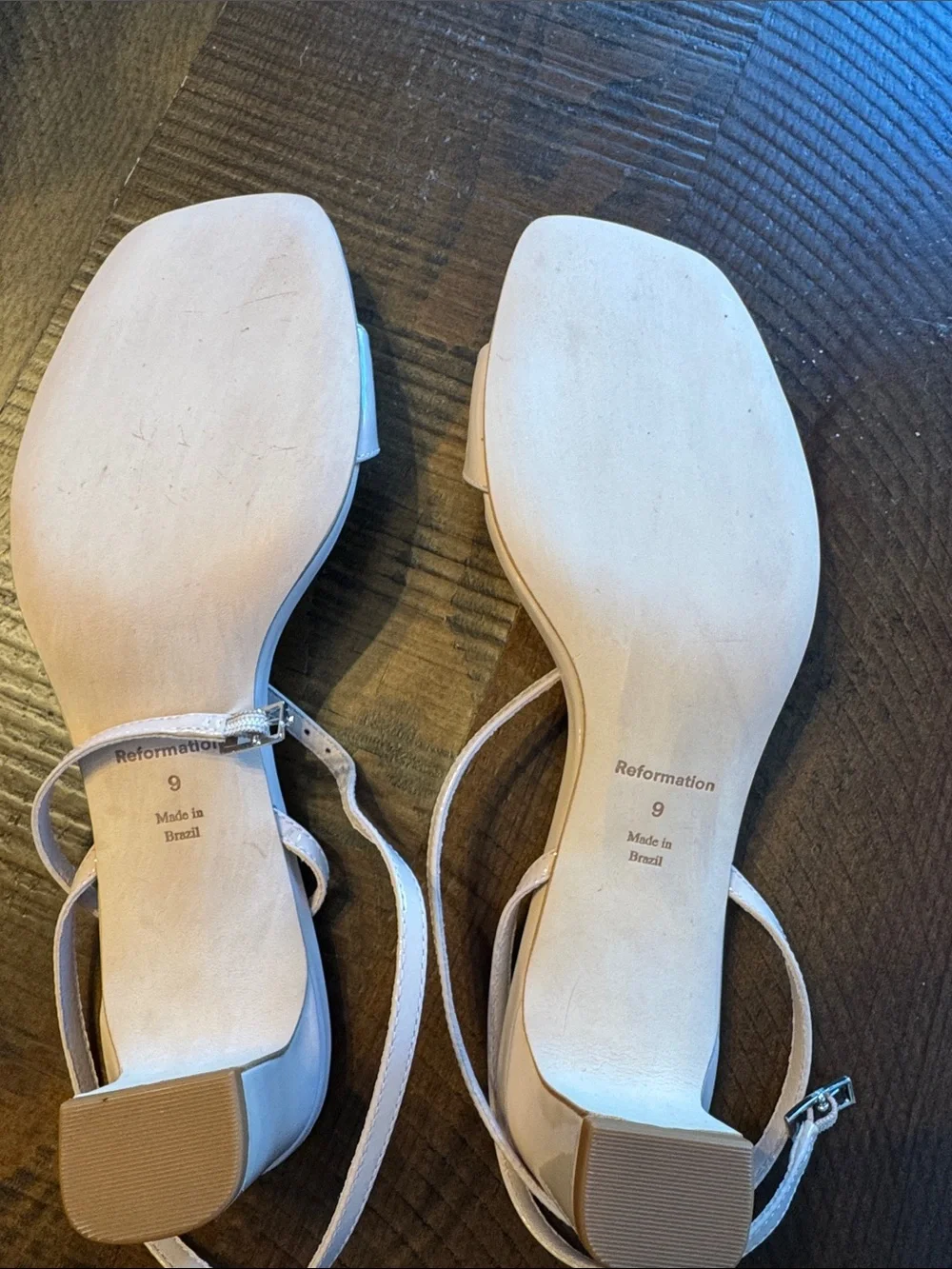 Reformation Sage Heeled Sandal - Alabaster Patent (Size 9)